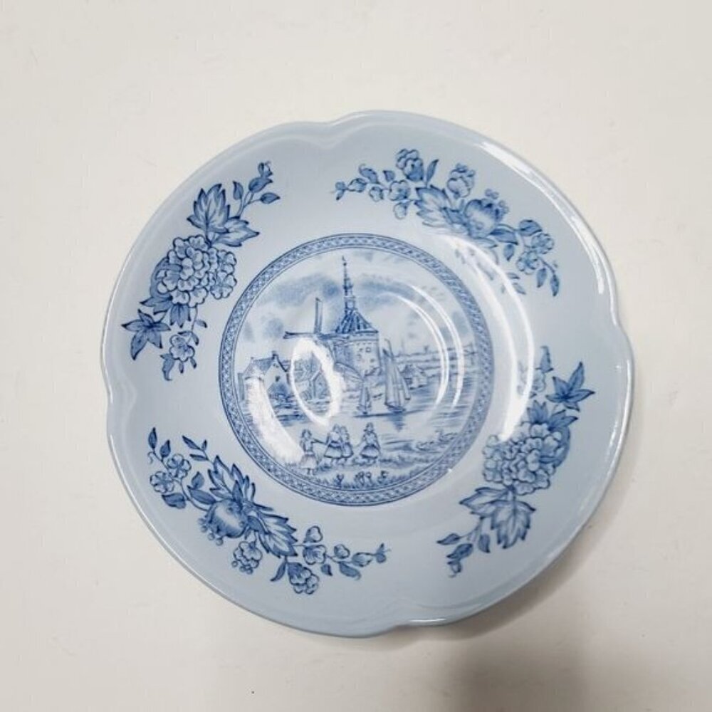 Vintage Tulip Time Johnson Bros Blue Background Windmill Teacup Saucer England - Picture 6 of 14